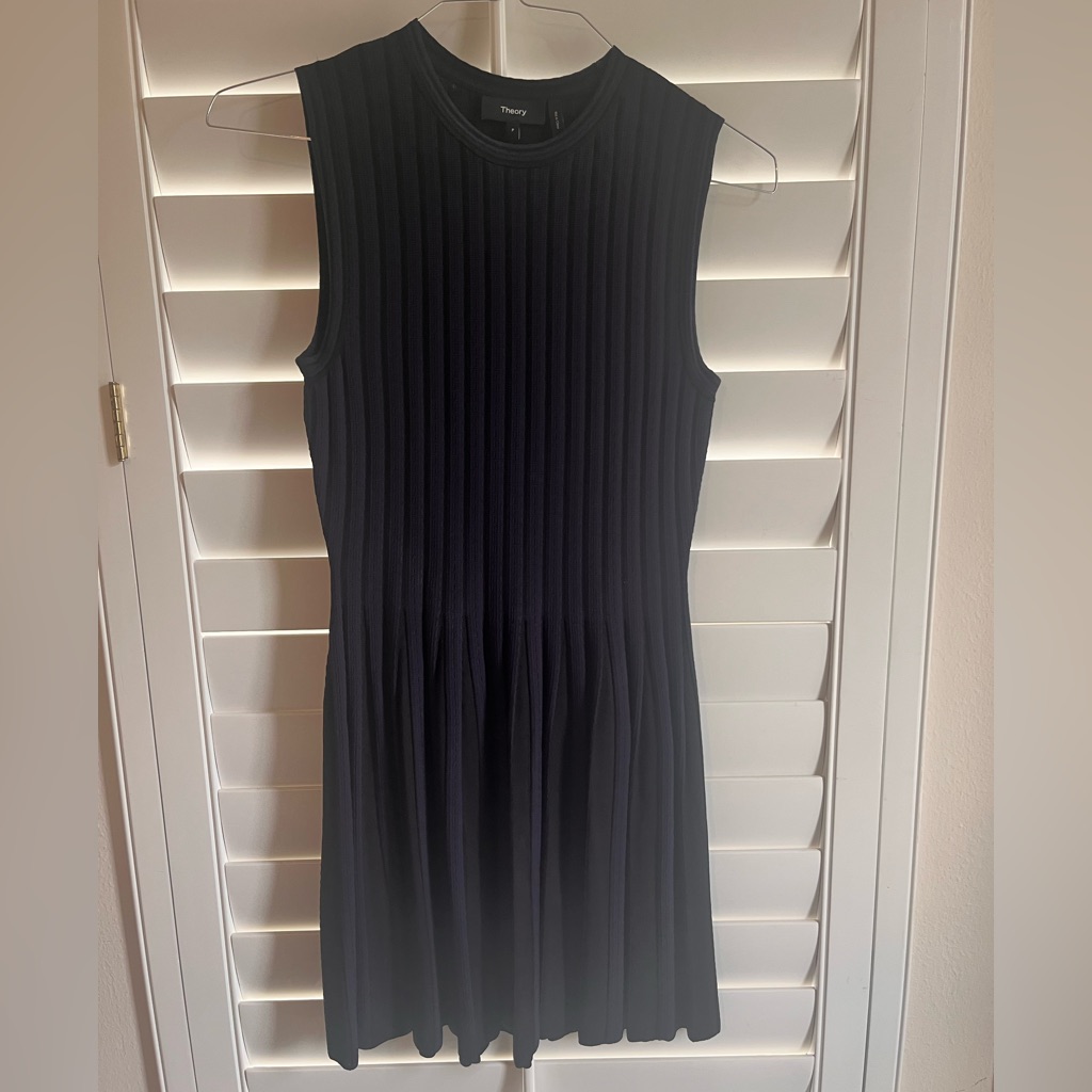 Theory Black And Blue Petite Sleeveless Dress